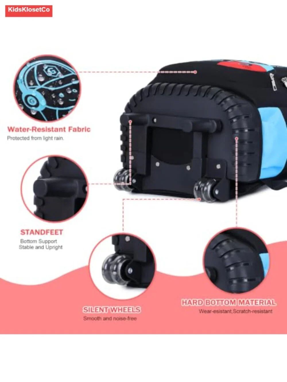 3-in-1 Kids Rolling Backpack with Wheels for Boys - School, Travel